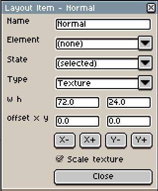 PixMold layout item edit window